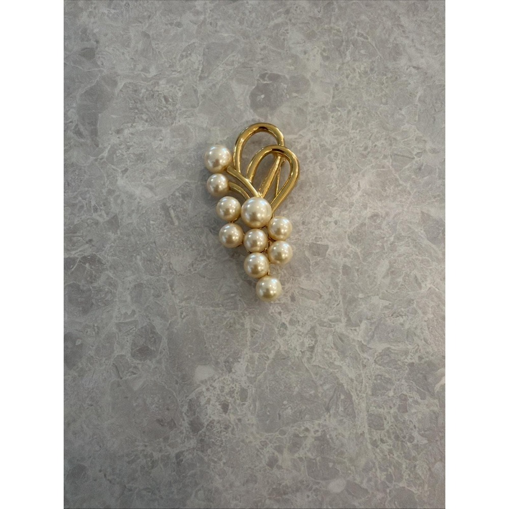 Napier Faux Pearl Gold Tone Brooch